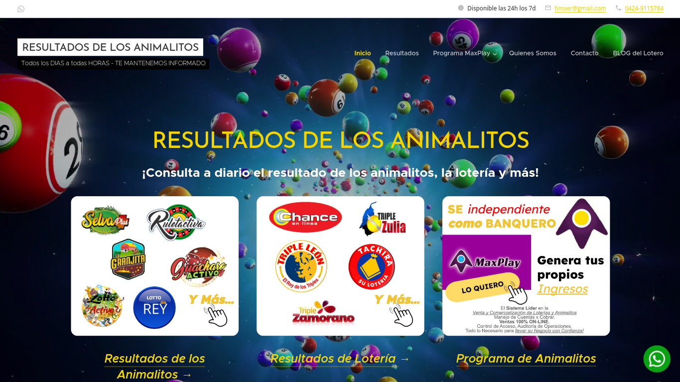 Página Web para Programa de Azar y Lotería