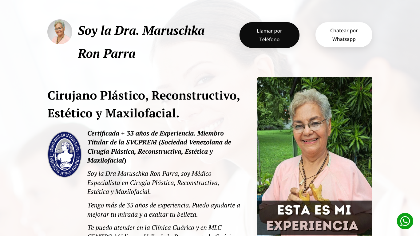 Mini Página Web de Dra. de Cirugía Plastica y Estética